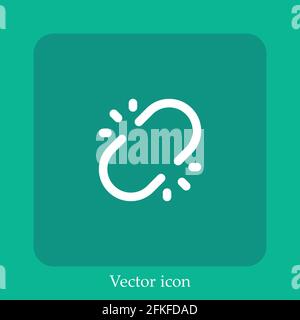 broken link vector icon linear icon.Line with Editable stroke Stock Vector