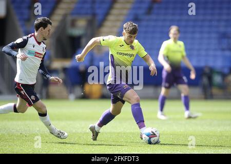 Bolton, UK. 01st May, 2021. Archie Collins of Exeter City during the Sky Bet League 2 behind closed doors match between Bolton Wanderers and Exeter City at the Reebok Stadium, Bolton, England on 1 May 2021. Photo by Dave Peters/PRiME Media Images. Credit: PRiME Media Images/Alamy Live News Stock Photo