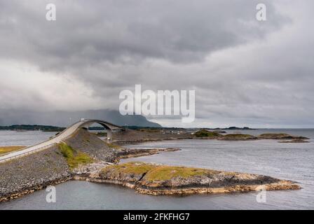 Bridge on the famous Atlantic Ocean Road in Norway Stock Photo