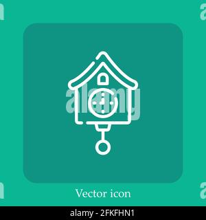 cuckoo clock vector icon linear icon.Line with Editable stroke Stock Vector