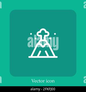 volcano vector icon linear icon.Line with Editable stroke Stock Vector