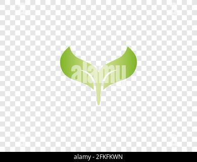 Green leaf, Eco icon on transparent background. Vector illustration. Stock Vector