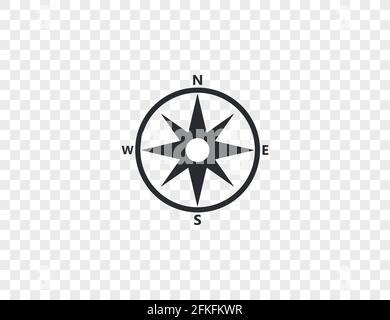 Compass, navigation icon on transparent background. Vector illustration, design. Stock Vector