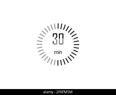 The 30 minutes, stopwatch, digital timer. clock and watch, Vector illustration. Stock Vector