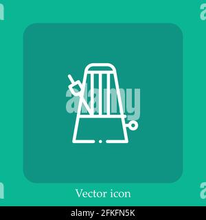 metronome vector icon linear icon.Line with Editable stroke Stock Vector