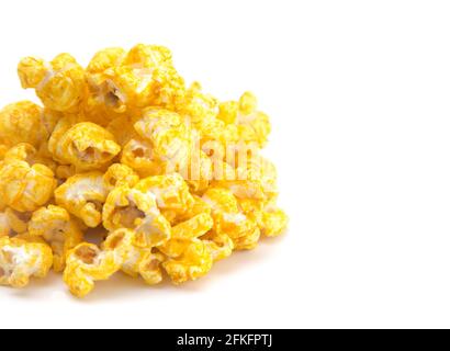 Flavored Cheese Popcorn on a White Background Stock Photo