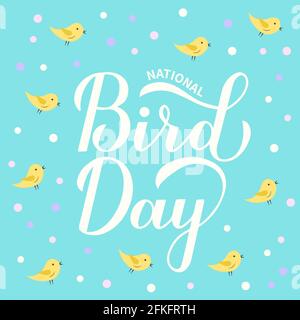 National Bird Day greeting card for bird lovers. Easy to edit vector template for logo design, banner, typography poster, flyer, sticker, etc. Stock Vector