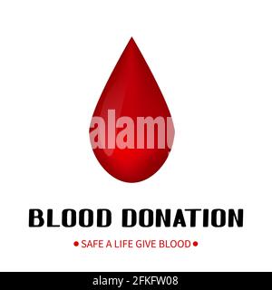 Blood donation lettering isolated on white background. concept. World Blood Donor Day or Hemophilia Day typography poster. Easy to edit vector templat Stock Vector