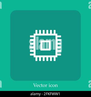 cpu vector icon linear icon.Line with Editable stroke Stock Vector