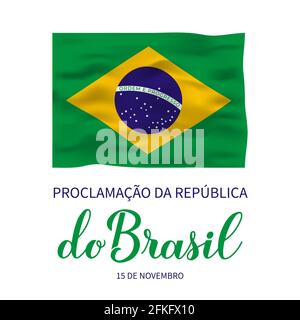 Premium Vector  Proclamation of the republic brazil republic day post with  flag proclamação da república