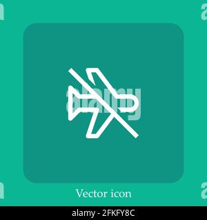 airplane mode vector icon linear icon.Line with Editable stroke Stock Vector