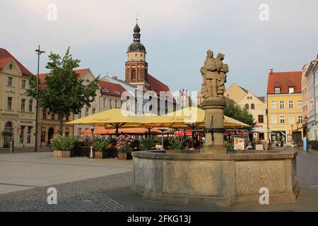 Cottbus in Brandenburg, Deutschland: Am Altmarkt (Stare Wiki), Oberkirche St. Nikolai Stock Photo