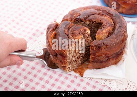 Traditional Portuguese  folar cake made around easter season. Stock Photo