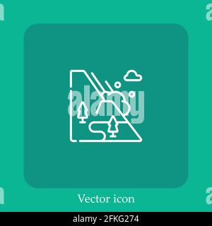 snow avalanche vector icon linear icon.Line with Editable stroke Stock Vector