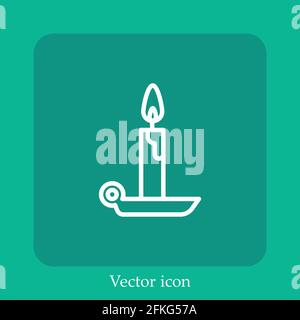 candle vector icon linear icon.Line with Editable stroke Stock Vector