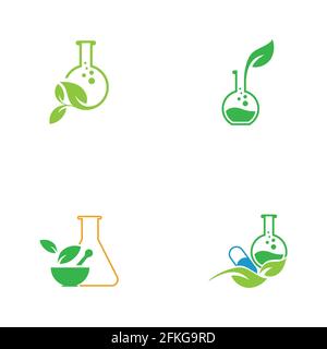 natural medicine logo set illustration design Stock Vector