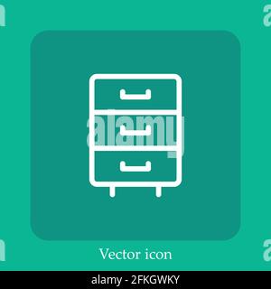 file cabinet vector icon linear icon.Line with Editable stroke Stock Vector