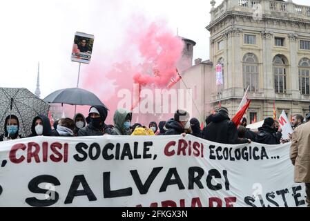 Turin Riots Turin, Italy. 01st May, 2021. Riot Police during the protest of the May ...