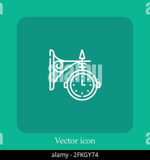 clock vector icon linear icon.Line with Editable stroke Stock Vector