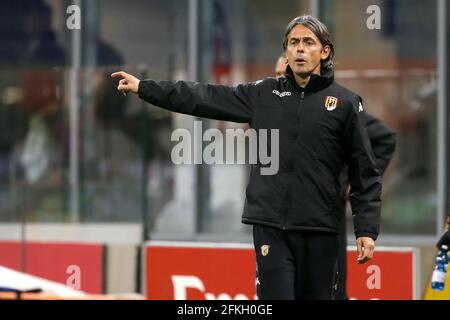 MILAN, ITALY - MAY 1: coach Filippo Inzaghi of Benevento during the Serie A match between AC Milan and Benevento at Stadio Giuseppe Meazza on May 1, 2021 in Milan, Italy (Photo by Ciro Santangelo/Orange Pictures) Stock Photo