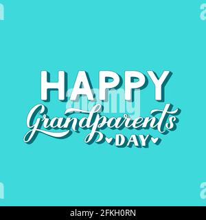 Happy Grandparents Day 3d lettering on mint green background. Greeting card for grandmother and grandfather. Easy to edit vector template for banner, Stock Vector