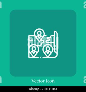 pin vector icon linear icon.Line with Editable stroke Stock Vector