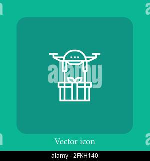 drone vector icon linear icon.Line with Editable stroke Stock Vector