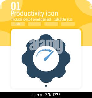 Performance appraisal icon with glyph style isolated on white background. Vector illustration business efficiency, productivity flat style element sig Stock Vector