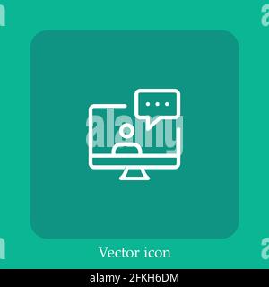 desktop computer vector icon linear icon.Line with Editable stroke Stock Vector