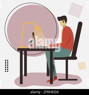 businessman working in the office vector illustration in  flat style Stock Vector