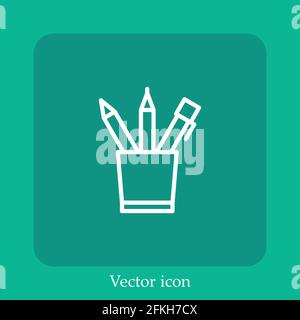 pencil case vector icon linear icon.Line with Editable stroke Stock Vector