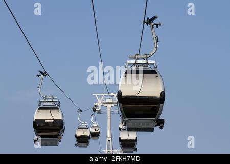 Gondolas on the Yokohama Air Cabin in Minato Mirai, Yokohama, Japan. Stock Photo