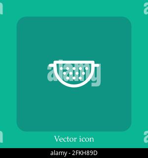 colander vector icon linear icon.Line with Editable stroke Stock Vector