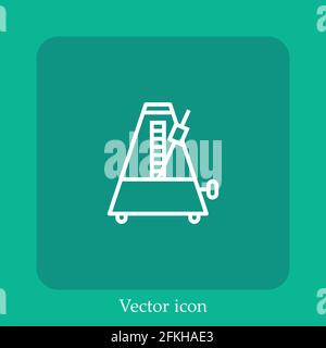 metronome vector icon linear icon.Line with Editable stroke Stock Vector