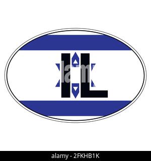 Sticker on car, flag Israel Stock Vector