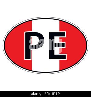 Sticker on car, flag Republic Peru Stock Vector
