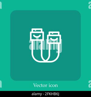 sata vector icon linear icon.Line with Editable stroke Stock Vector