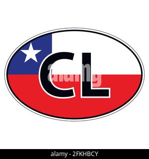 Sticker on car, flag Republic Chile Stock Vector