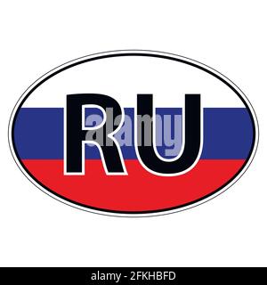 Sticker on car, flag of Russia Stock Vector