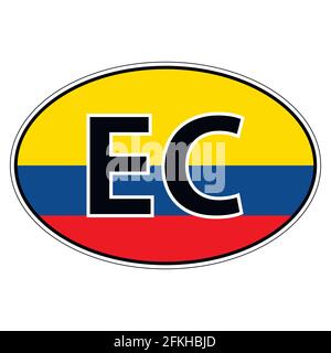 Sticker on car, flag Ecuador Stock Vector