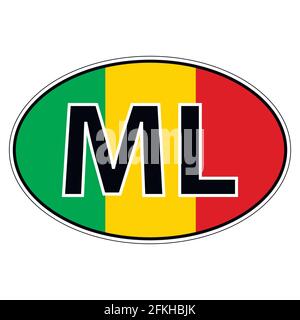 Sticker on car, flag republic mali Stock Vector