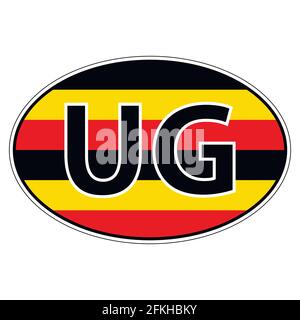 Sticker on car, flag Republic Uganda Stock Vector