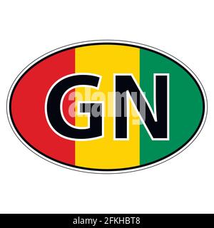 Sticker on car, flag Republic Guinea Stock Vector