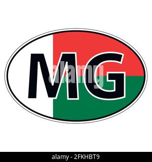 Sticker on car, flag Republic Madagascar Stock Vector