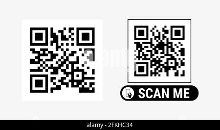 Abstract QR code sample for smartphone scanning. Flat illustration isolated on white. Stock Photo