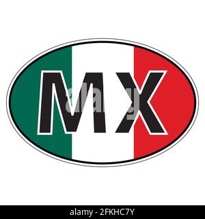 Sticker on car, flag United Mexican States Stock Vector