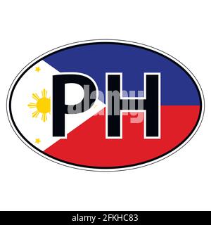Sticker on car, flag Republic of the Philippines Stock Vector