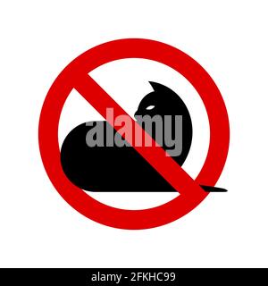 No cats. Prohibition sign. Forbidden round sign. illustration isolated on white. Stock Photo