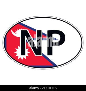 Sticker on car, flag Nepal Stock Vector