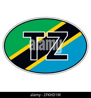 Sticker on car, flag Republic Tanzania Stock Vector